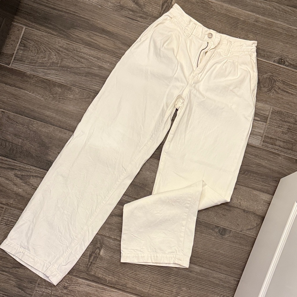 Madewell Off-White Baggy Straight High-Rise Pants
